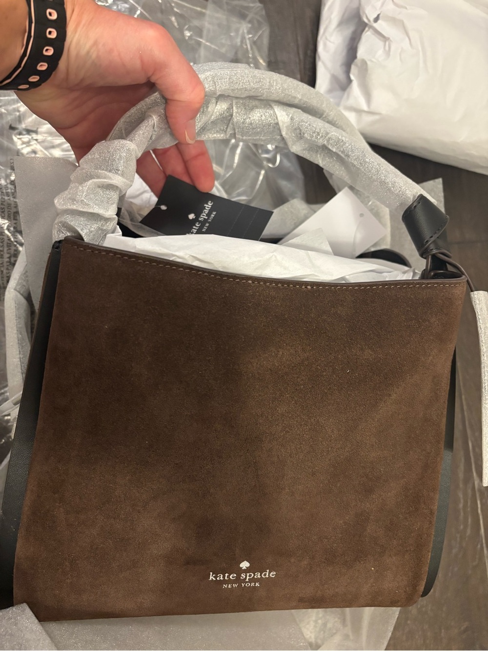 kate spade Brown Knott Suede Shoulder Bag -NWT - Picture 8 of 8